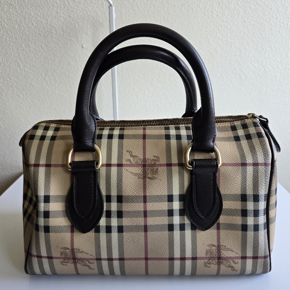 Burberry Haymarket Check Boston Bag Brown - Picture 2 of 16